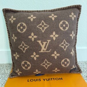 Louis Vuitton Brown and Cream Pillow